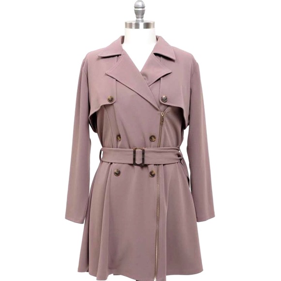 🔥SOLD OUT!!🔥Plus Size Textured Knit Trench - Picture 4 of 5